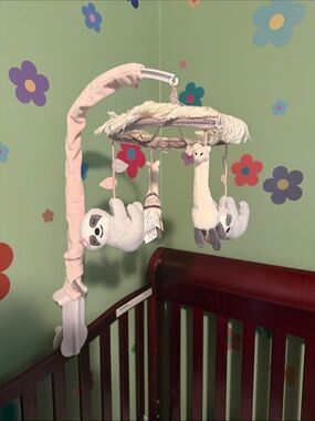 Plush Sloth and Llama Baby Mobile - Pink and Cream
